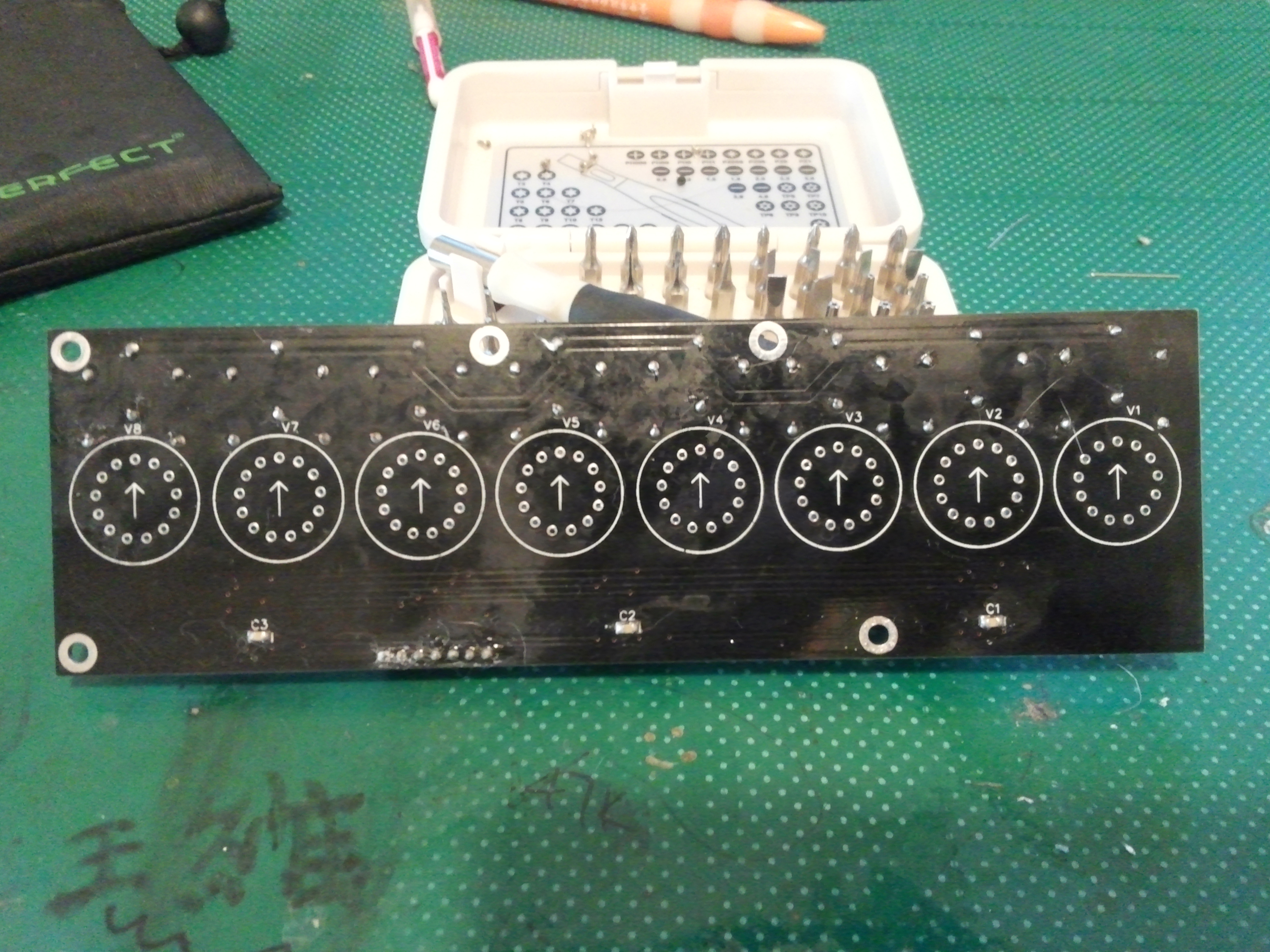 Bottom view of the board